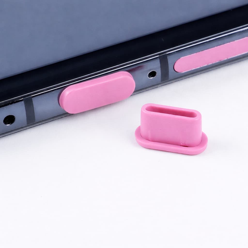 Kit 15 Tampas USB-C Anti Poeira – Protetor Porta Tipo C para Notebook, PC e Celular - Rosa