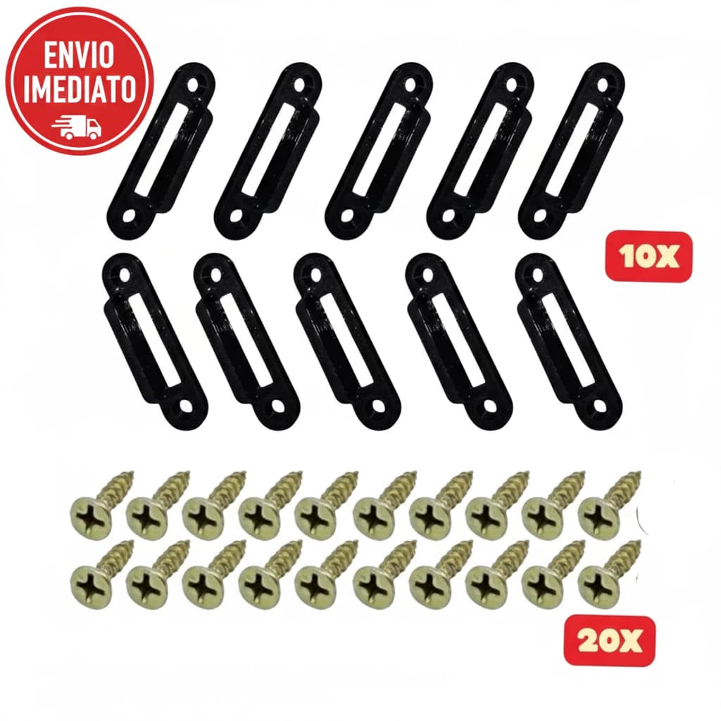 Kit com 10 presilhas + 20 parafusos salva fundo de gavetas 10 presilhas