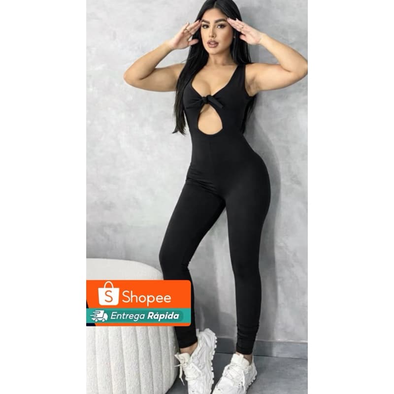 Macacão Feminino Suplex Nó Frontal Modelador Longo – Mali | tamanho único 36 a 40
