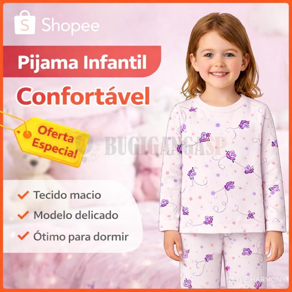 Pijama Infantil Menina 100% Algodão 02 ao 10 Confortável Macio com  Estampas Divertidas