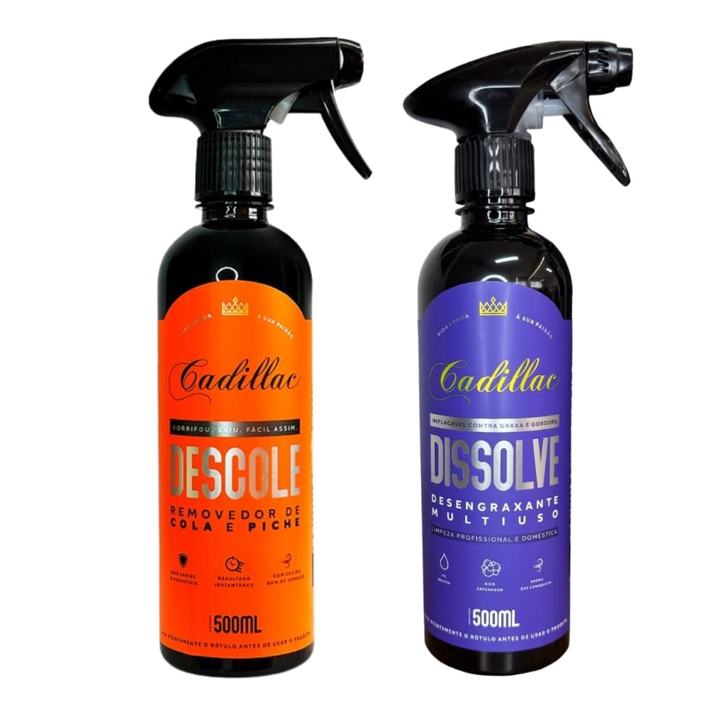 Kit Dissolve + Descole Cadillac 500ML Removedores de Graxa, Oleo, Piche, Cola e +