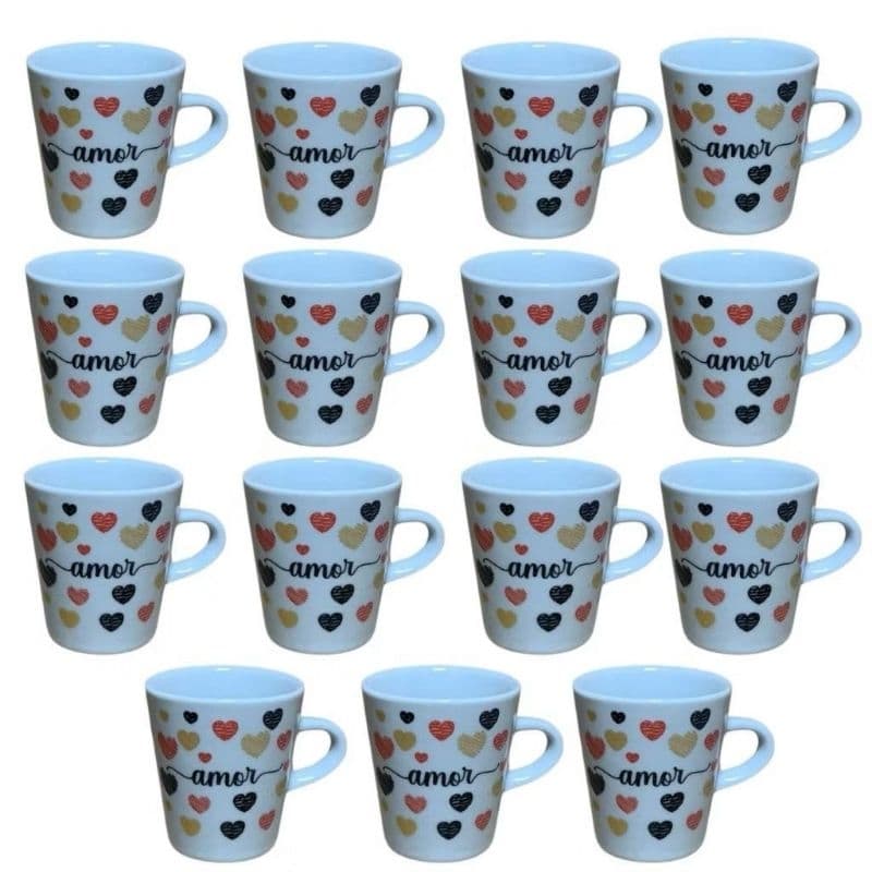 Jogo Caneca Porcelana Amor Personalizada Xícara Chá Café Coração 120ml