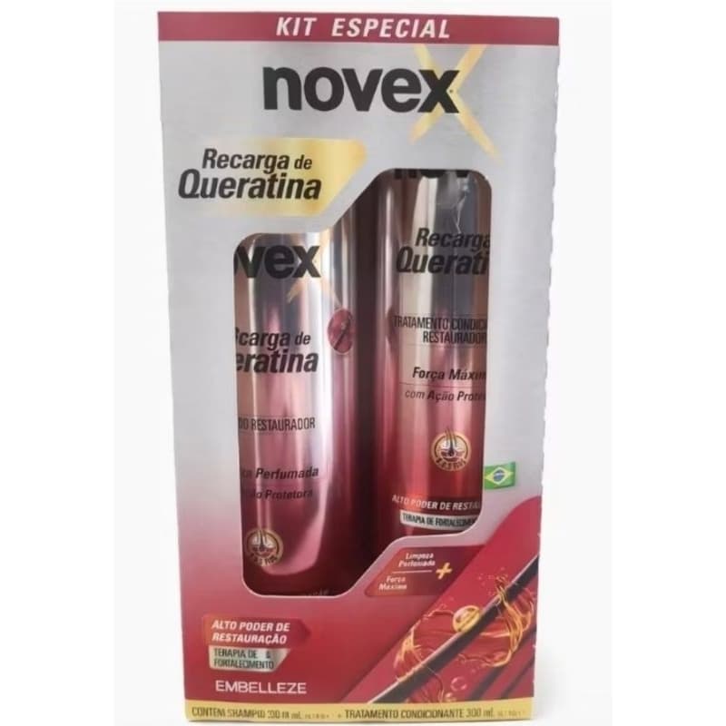 Kit Novex Shampoo 300ml +Condicionador 300ml Recarga de Queratina