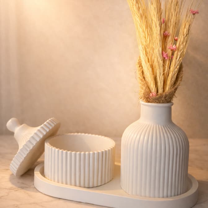 Mini Porta Joia - Kit 3 Peças de Gesso Com Arranjo e Sem
