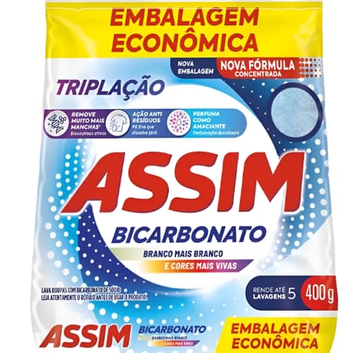 Sabão Em Pó Assim Bicarbonato 400g Tira Manchas Roupas