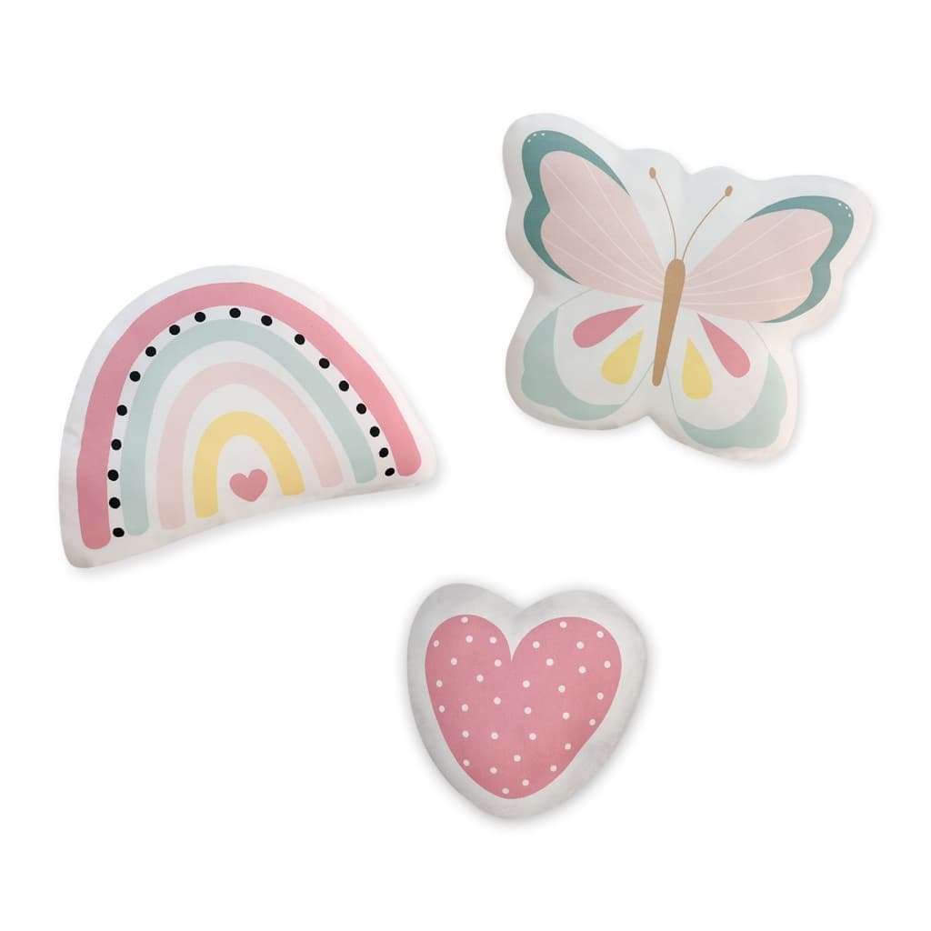 Kit Almofadas Infantis Arco-íris, Borboleta e Coração