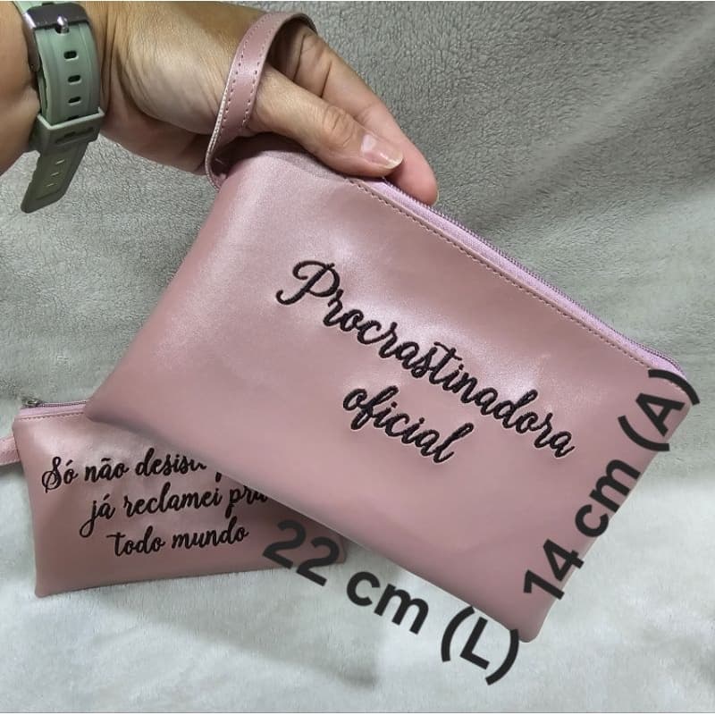 Necessaire frases sinceras, bolsinha de zíper, estojo, personalizado, presente