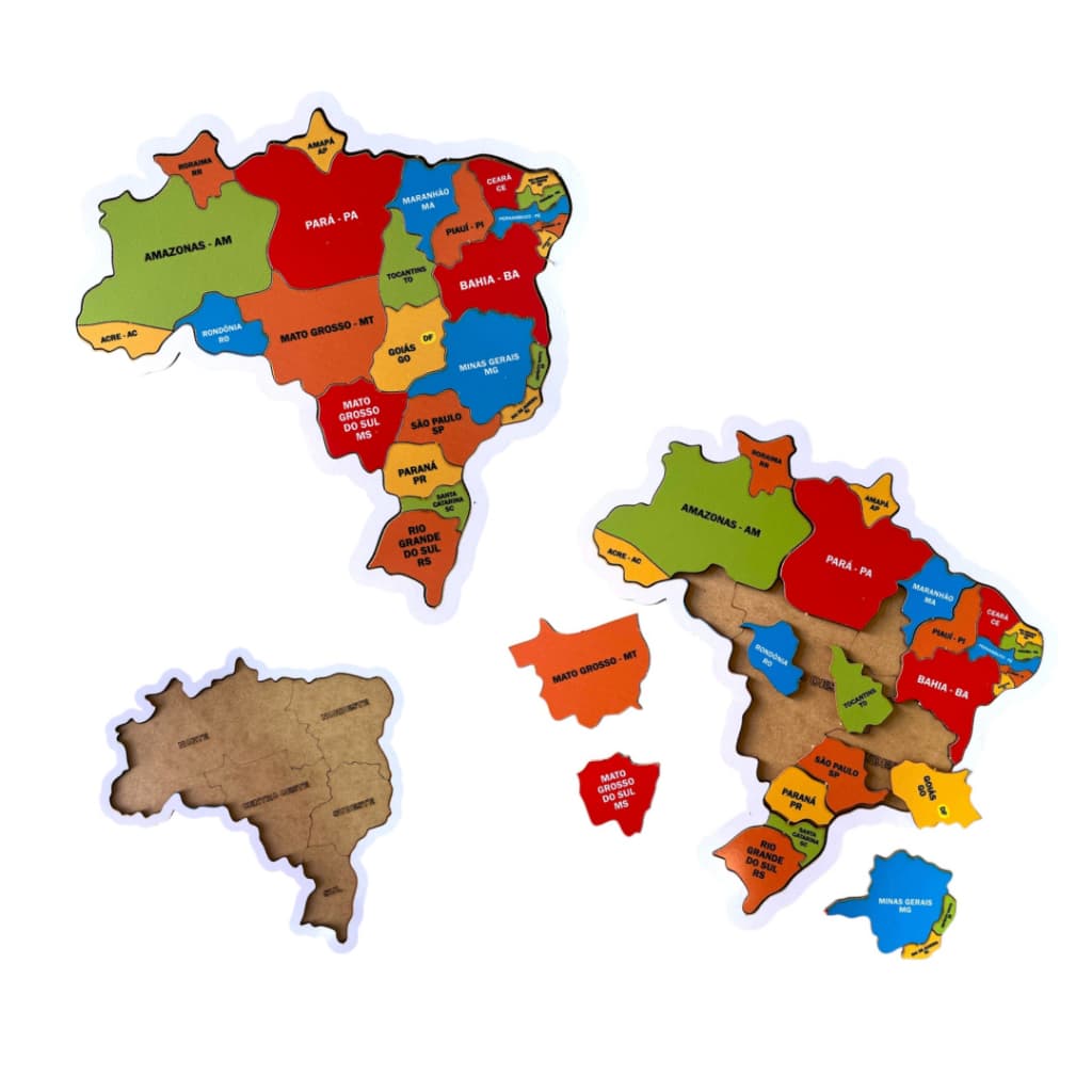 Mapa do Brasil Mdf Infantil Educativo Com Estados Encaixe Colorido