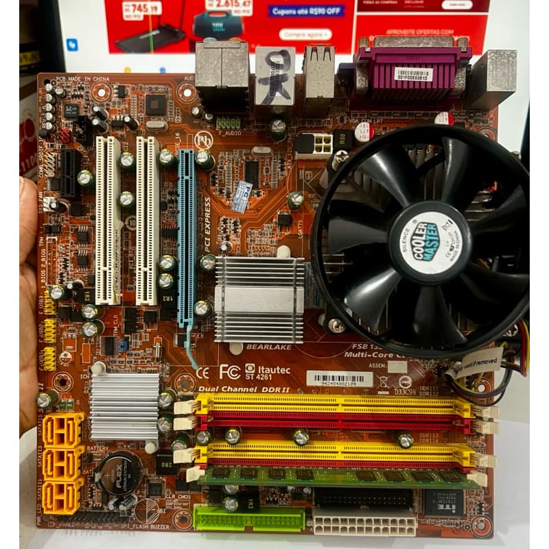 KIT PLACA MÃE ITAUTEC ST4261 INTEL CORE 2 DUO E7400 - COOLER -ESPELHO E 2GB MEMÓRIA  (USADA)