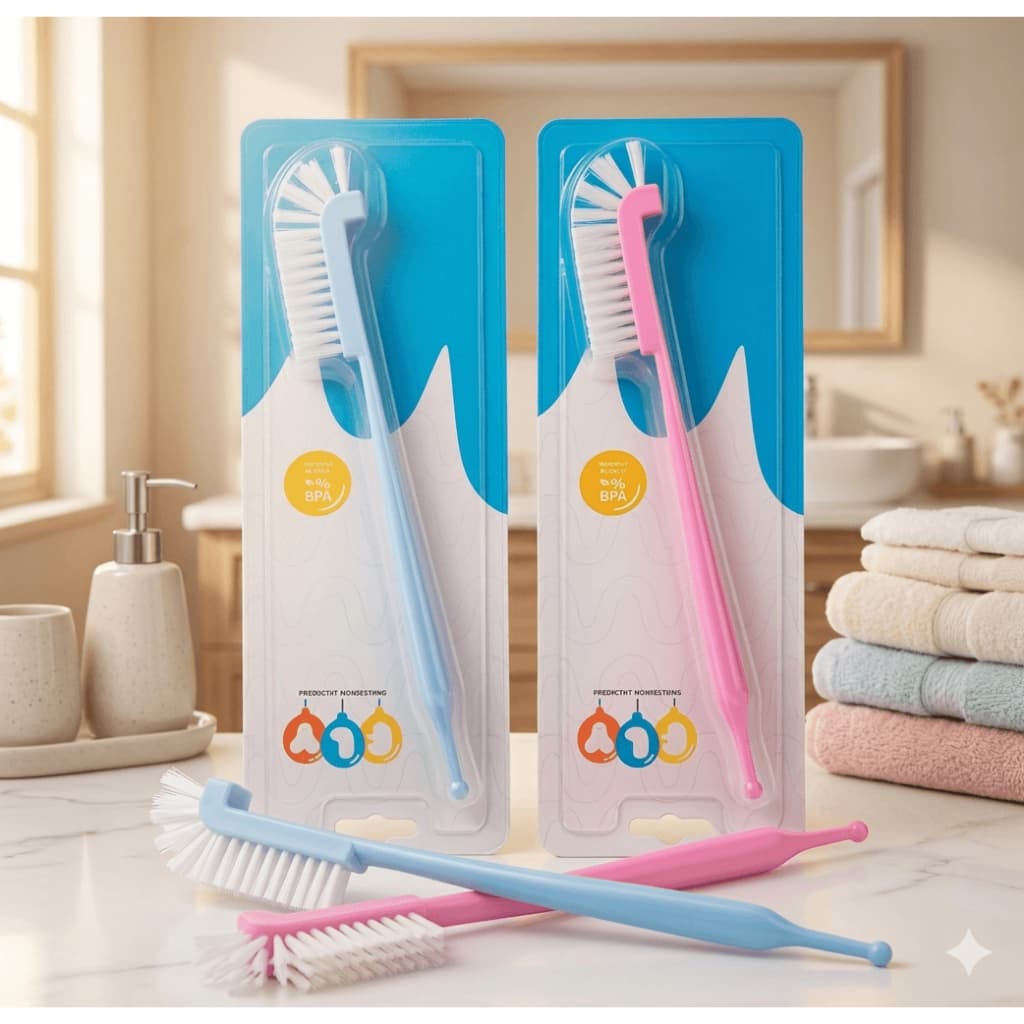 Escova para Lavar Mamadeira e Bicos Fly Colors Cerdas de Nylon - Limpeza Segura