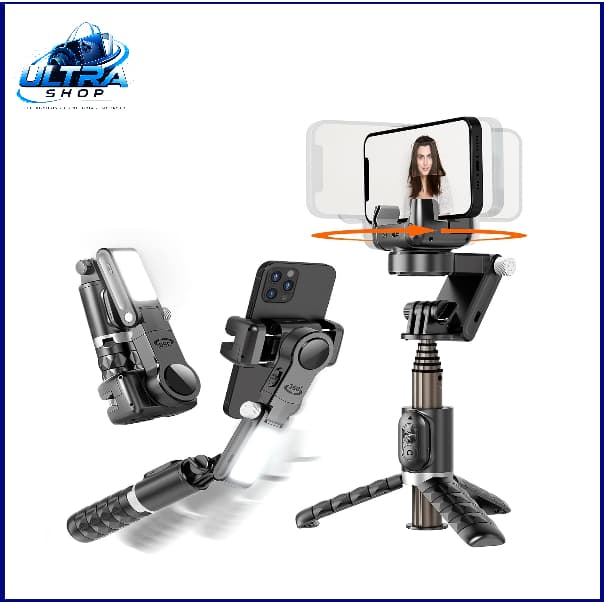 Estabilizador Q18  Para Celular 2 Eixos com Tripé, Controle Remoto, Rotação 360° Automática