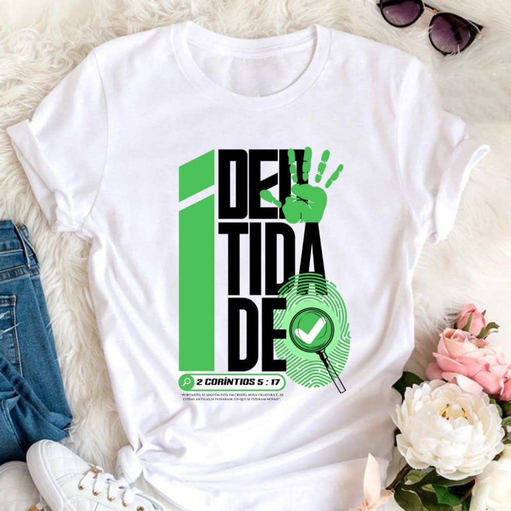 Camiseta Feminina Cristã Identidade Estampada Frase de Deus Moda Gospel Camisa