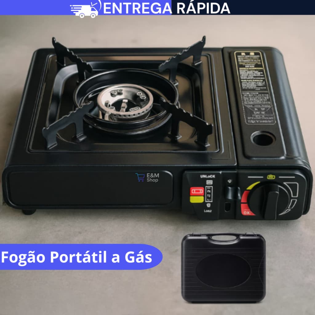 Fogareiro Fogão Portatil Fogão a Gás com Maleta Mutiuso Acampamento Camping Viagem Pesca Churrasco