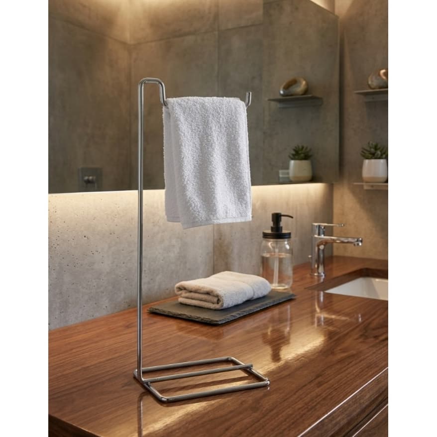 Porta Toalha Lavabo De Bancada Suporte Toalha De Rosto Azzo Cromado