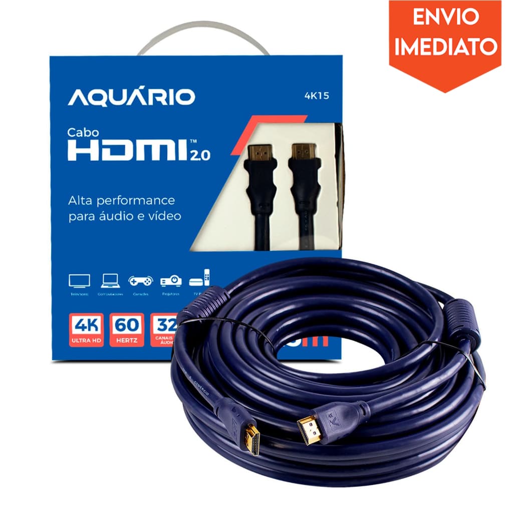 Cabo HDMI 2.0 4K 60Hz Aquário 15 Metros - 4K15