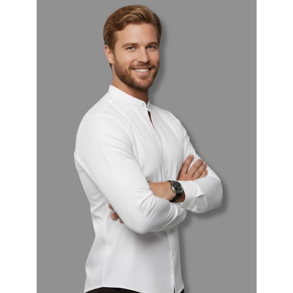 Camisa Social Masculina Slim Fit Gola Padre Manga Longa Premium Elegante Conforto Ajuste Perfeito Moderna