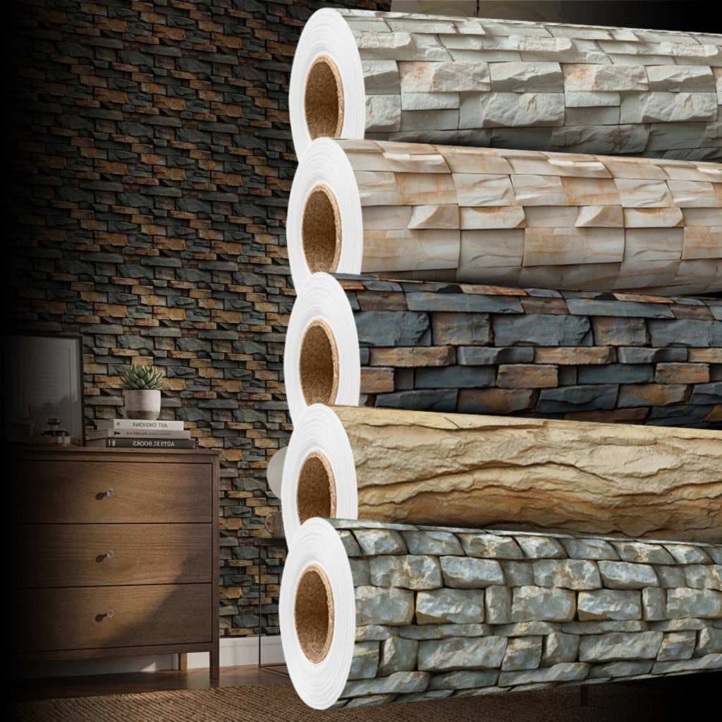 Papel de Parede 3D Pedra Autocolante Revestimento Decorativo Fácil Aplicação 5 Metros