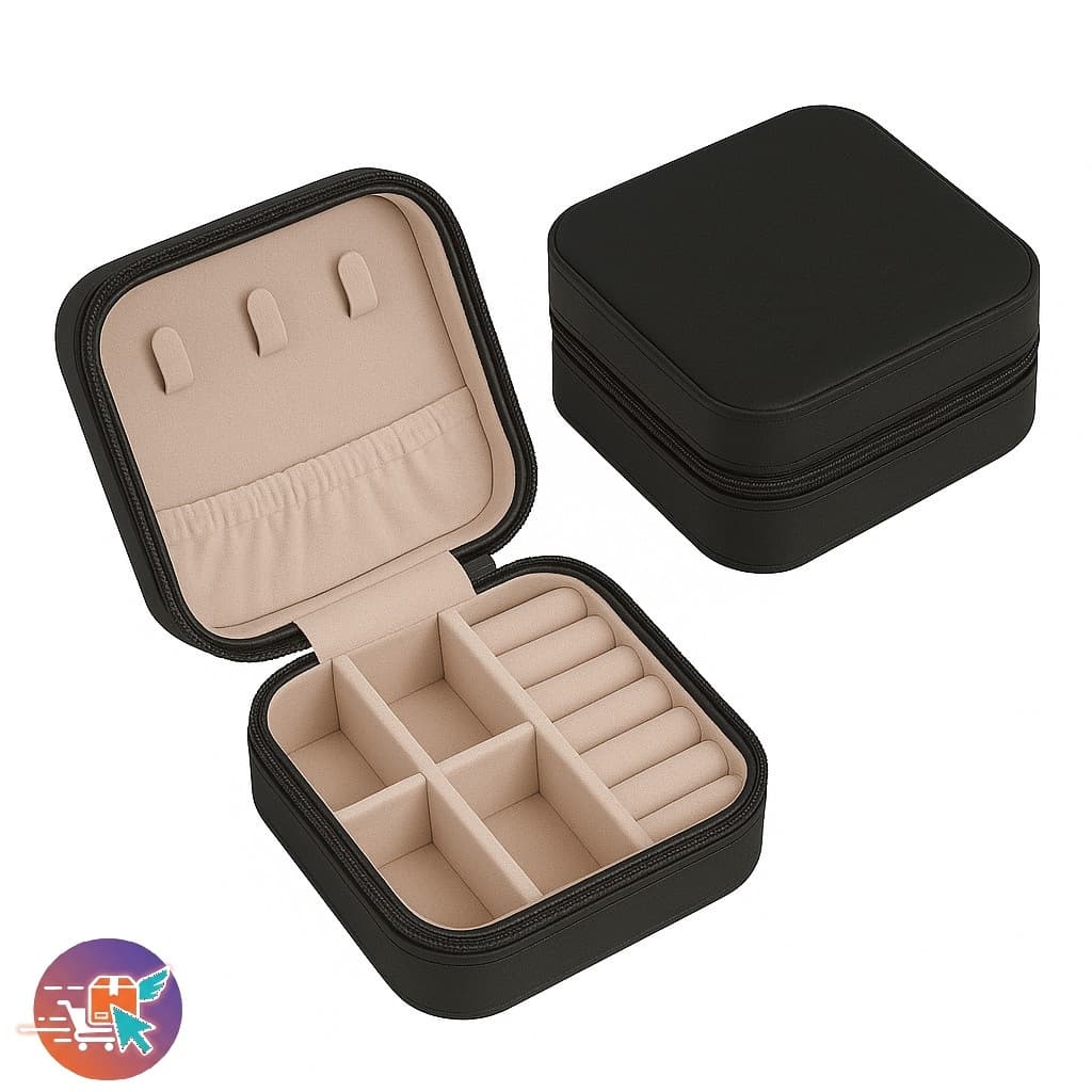 Mini Porta-Jóias em Couro Sintético Preto