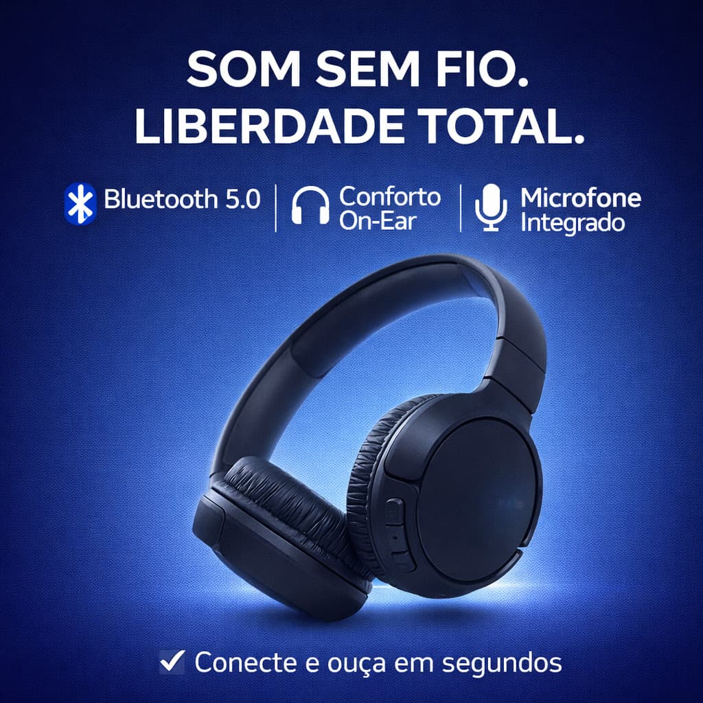 Fone Bluetooth Sem Fio Tune 510 Premium Headphone On Ear Com Microfone Bluetooth 5.0 Para Celular