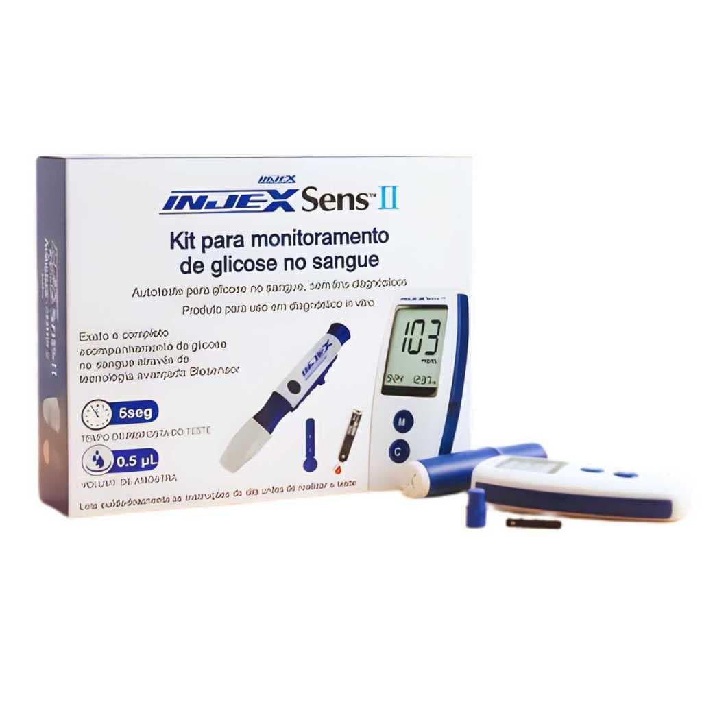 Kit Medidor de Glicose Injex Sens II - 50 Tiras e Lancetador