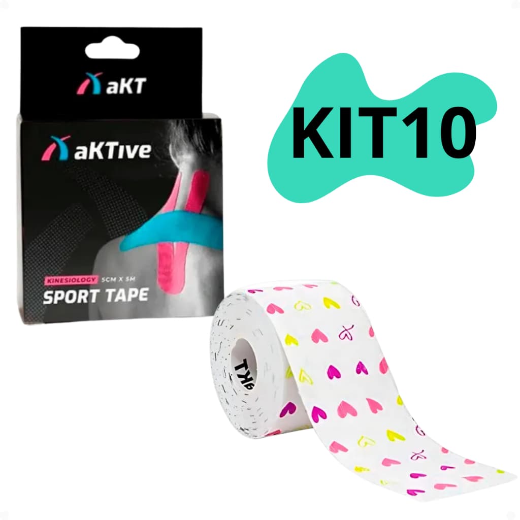 Kit 10 Kinesiology Esporte Bandagem Elástica Fita Kinesio Tape Funcional Adulto Fisio Atadura Sport