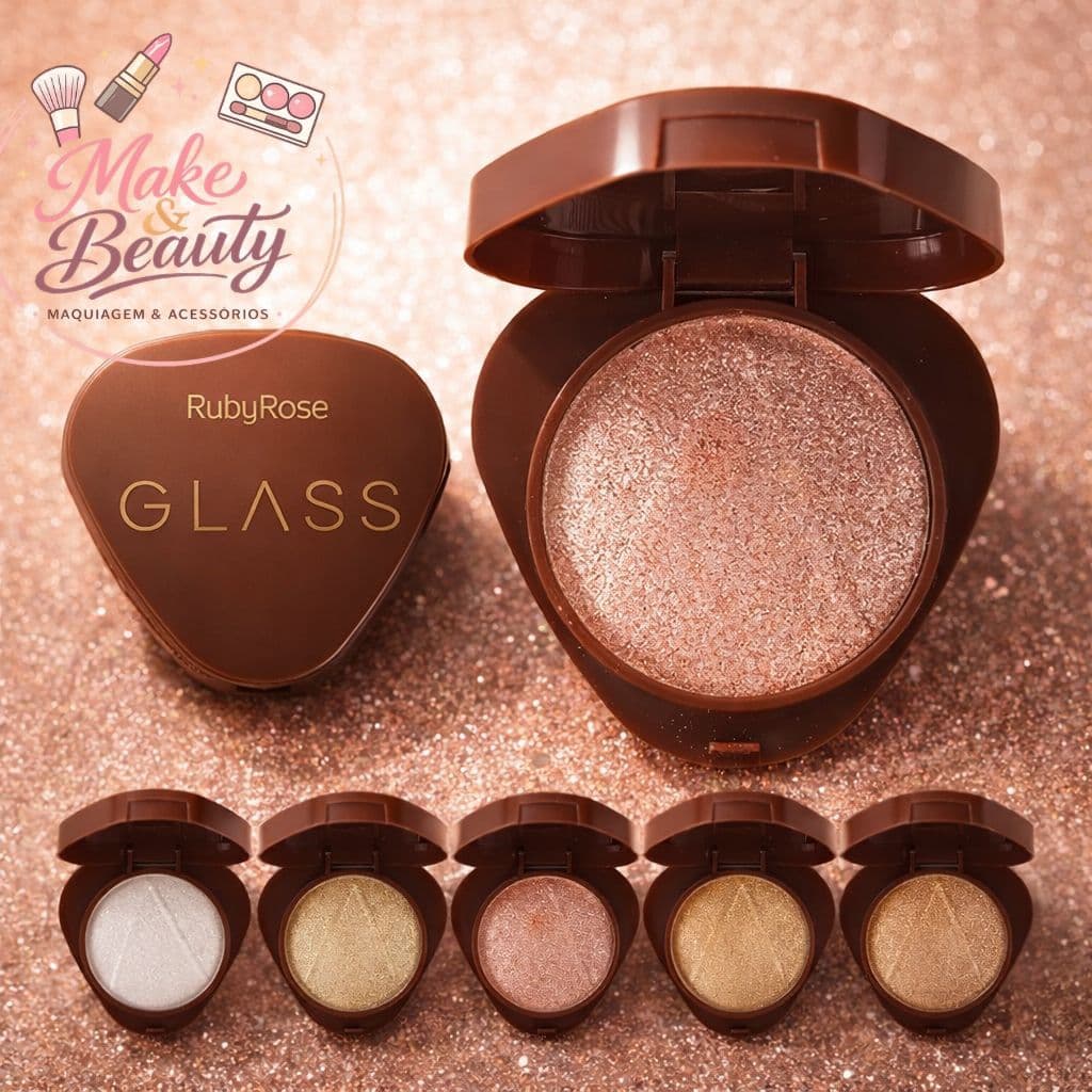 Iluminador Baked Glass Ruby Rose 9g – Glow Natural, Textura Fina e Aveludada HBF1604