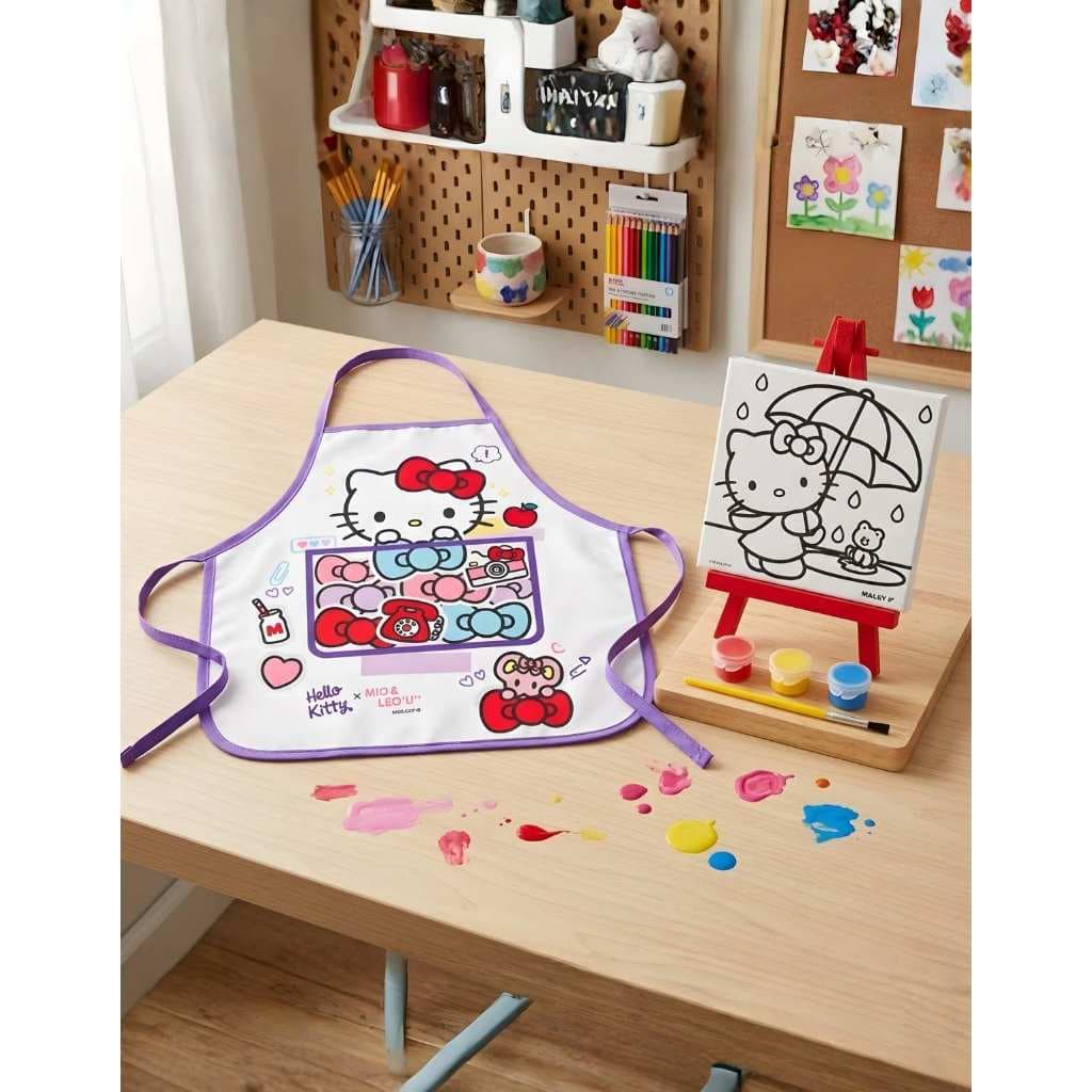Kit Infantil Pintura Hello Kitty Colorir Artes Avental Tela
