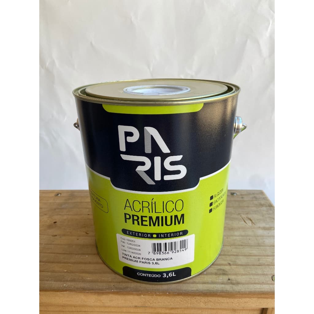 Tinta Acrílica Branca Fosca Base Água 3,6L e 0,9L Paris Para Parede Interna e Externa Alta Cobertura Rendimento Econômic