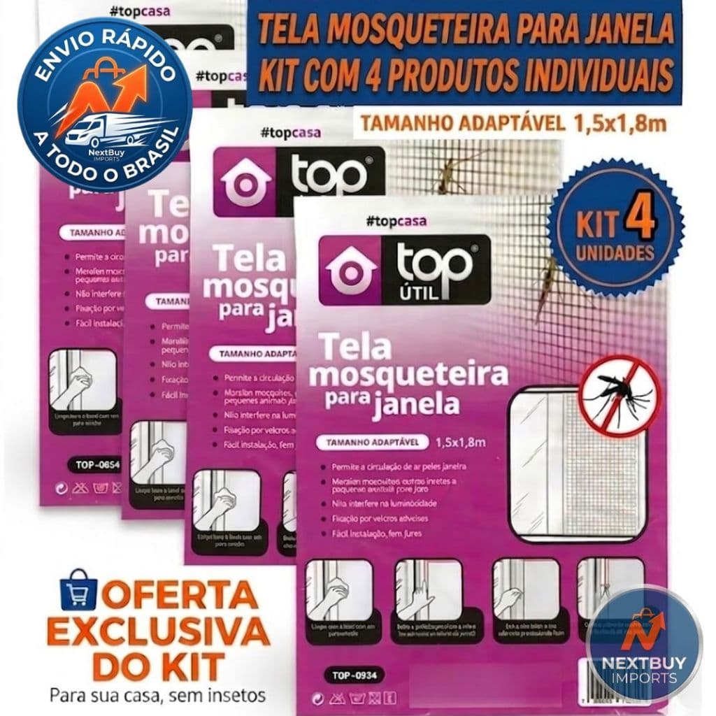 Tela Mosquiteira Janela 1,5x1,8m Proteção Contra Mosquitos e Insetos Fácil Instalação Residencial
