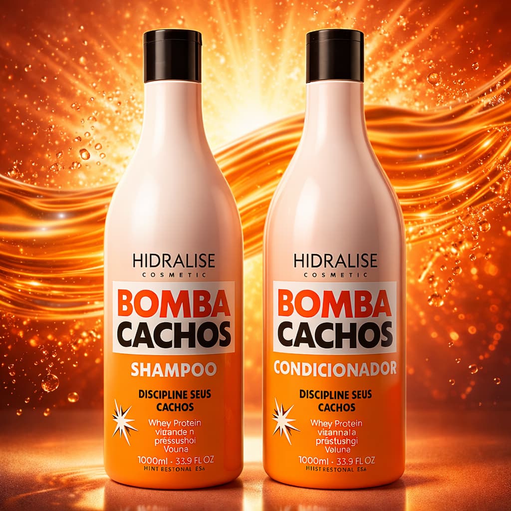 Hidralise Bomba Cachos Shampoo + Condicionador 1000ml Hidratação Definição Antifrizz Brilho Intenso