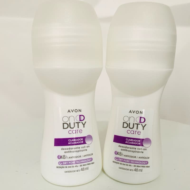 Kit 2 Desodorantes Roll-On Avon On Duty Care Clareador 48h Antitranspirante 48ml Axilas Claras Antiodor Dry Pore