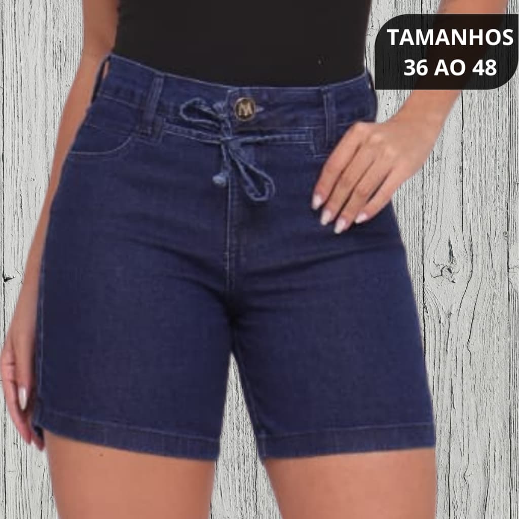Short Jeans Feminino Bermuda Meia Coxa Com Elastano Premium LUXO