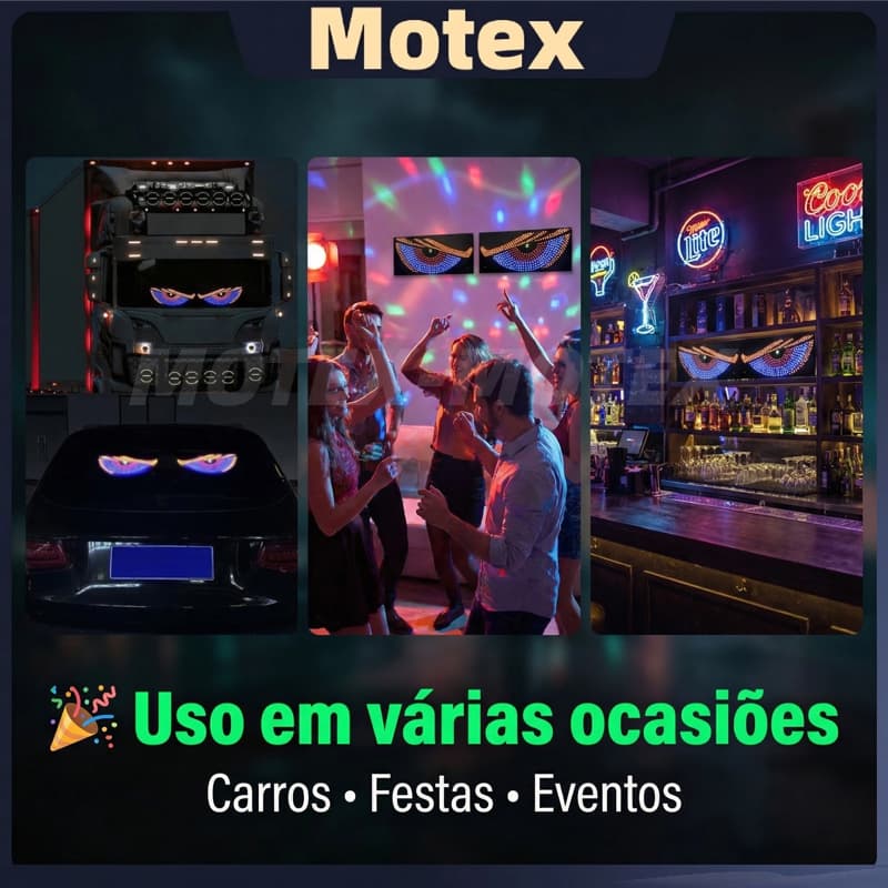 Kit 2 Luz LED Automotiva RGB Display Flexível USB para Janela Carro Caminhão Decoração Dinâmica