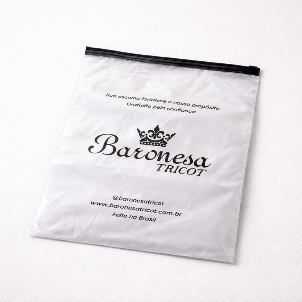 Embalagem plástica 25x35cm e 30x40cm Reutilizável Ziplock Saquinho para Presente Baronesa Tricot
