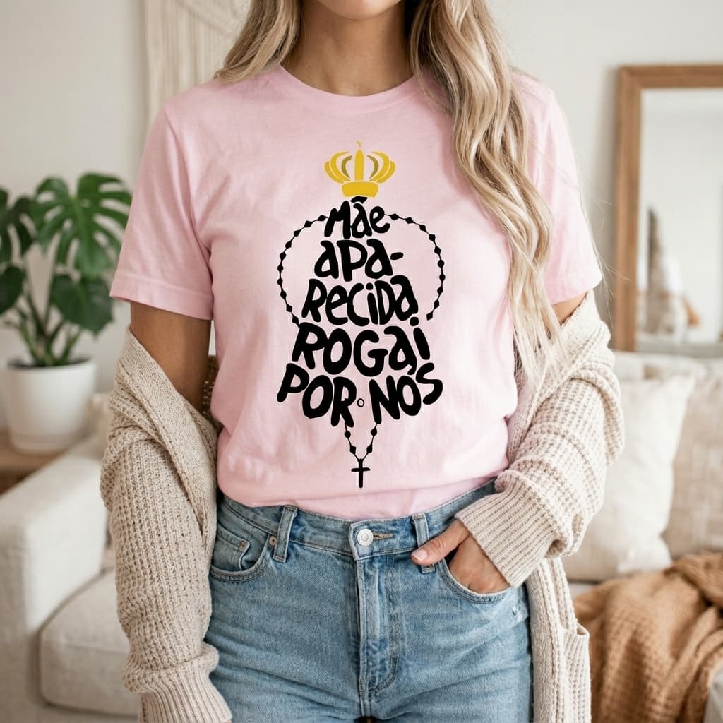 Camiseta Exclusiva Nossa Senhora Aparecida: Fé e Estilo com Desconto Especial. Peça Já!