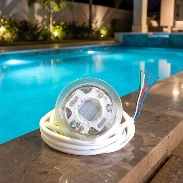 Refletor Cristal Power RGBW Piscina LED Colorido Alta Potencia Summers