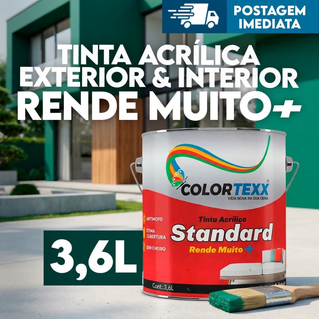 Tinta 3,6 L Rende Muito +  Exterior e interior Acrilica Standard Escolha Cor Colortexx Parede Muro