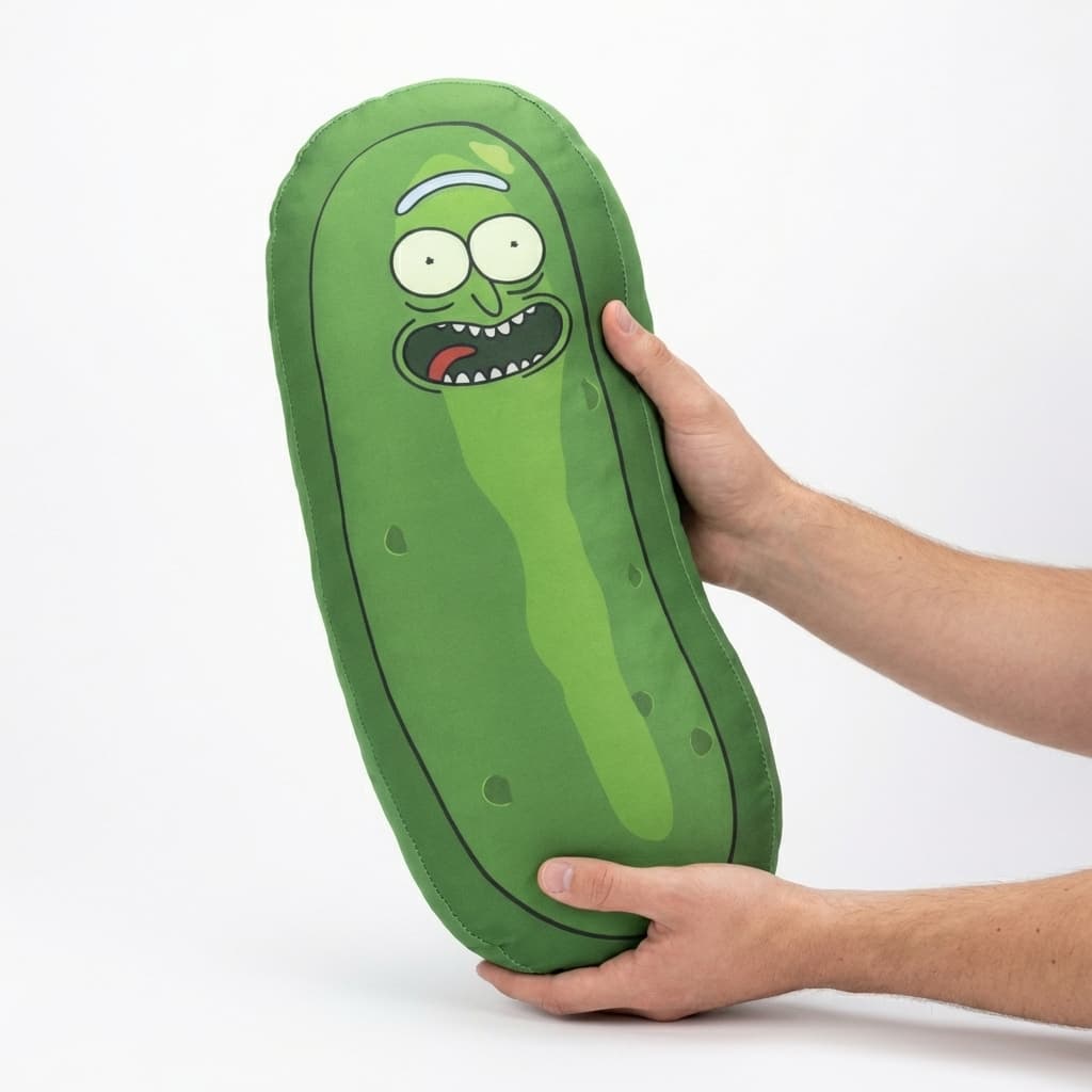 Almofada Decorativa Rick and Morty - Picles 3D com Estampa em Frente e Verso, Com Ziper