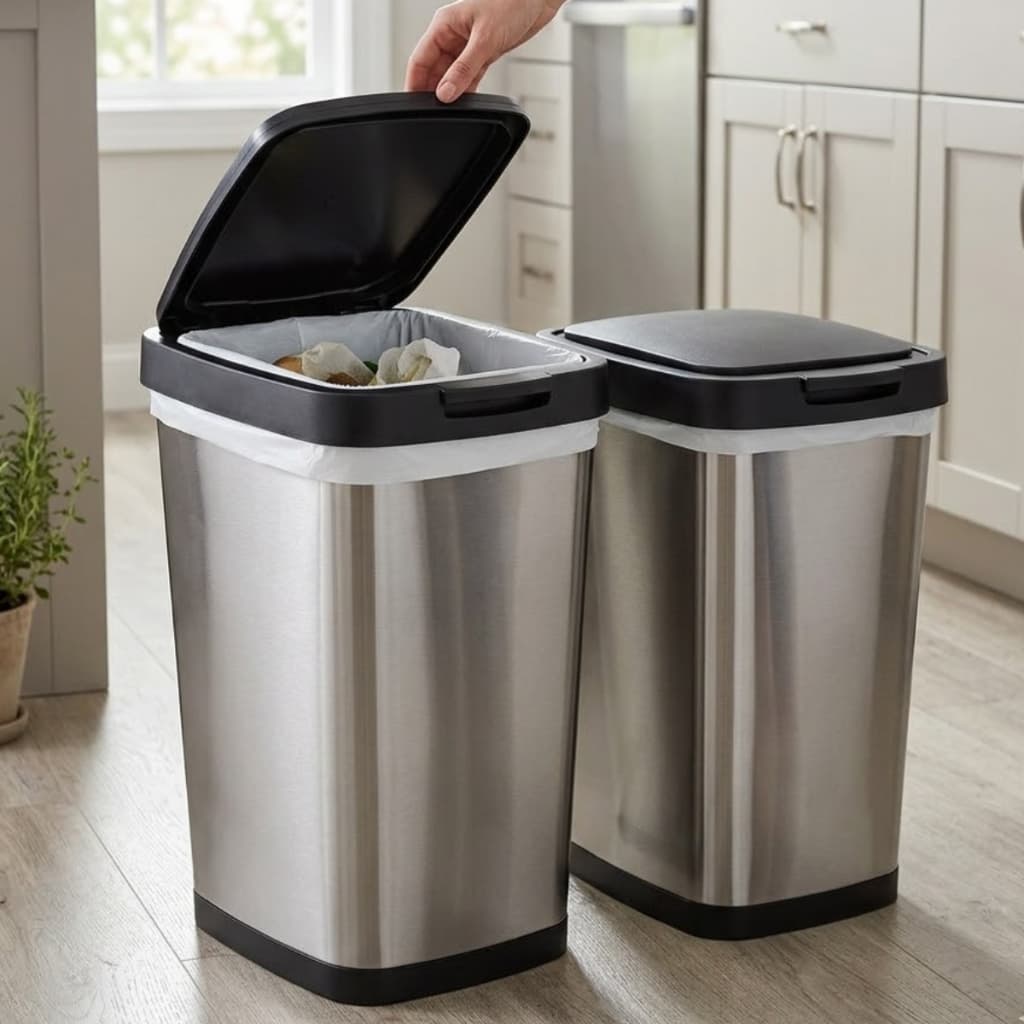 Conjunto 1 Ou 2 Lixeiras Inox 9L Tampa Click Moderna Compacta Cozinha Banheiro Premium Fácil Limpeza