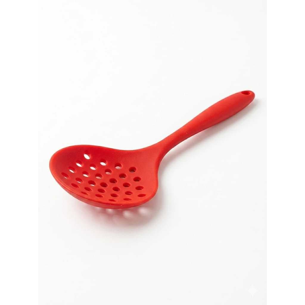Escumadeira de Silicone Reforçado Vermelha Utensílio de Cozinha Antiaderente Profissional – 28cm