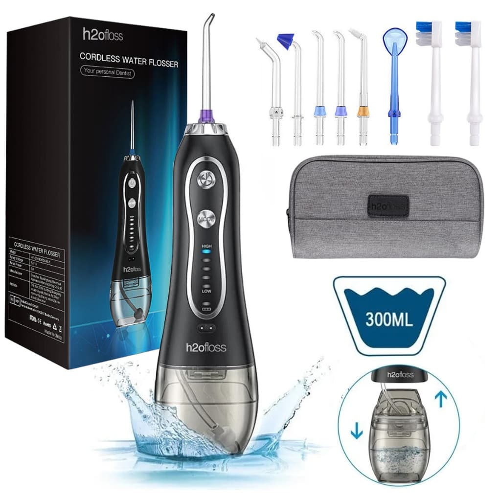 H2ofloss Flosser Irrigador Oral Dental Elétrico Bocal Jato Limpador De Língua Água Dentes Boca Gengiva Mangueira 5 Modos