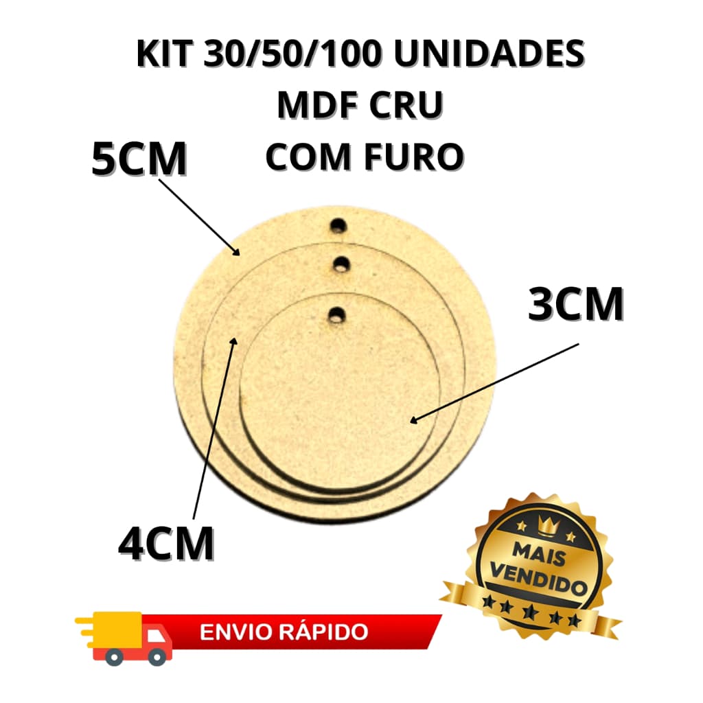 Kits bolachas MDF redondos 3/4/5cm com ou sem furo corte a laser artesanato lembrancinha decoração festa chaveiro