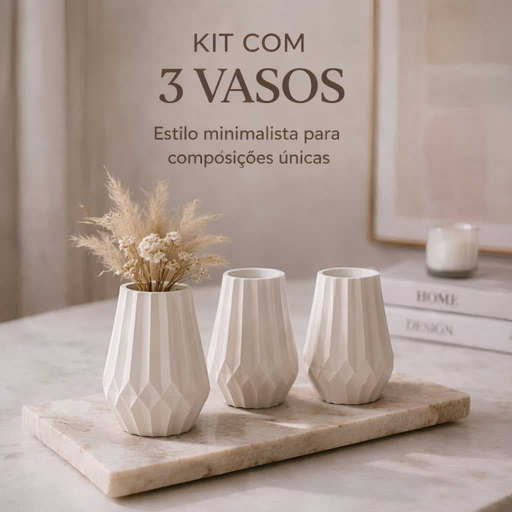 Vaso de Gesso Itens Decorativos Estilo Minimalista para Casa Moderna 10,5 cm