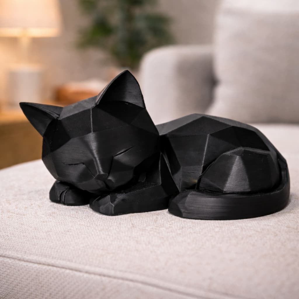 Enfeite de Mesa Gato Gatinho Dormindo Low Poly Geométrico Decoração Criativa Escultura Moderna