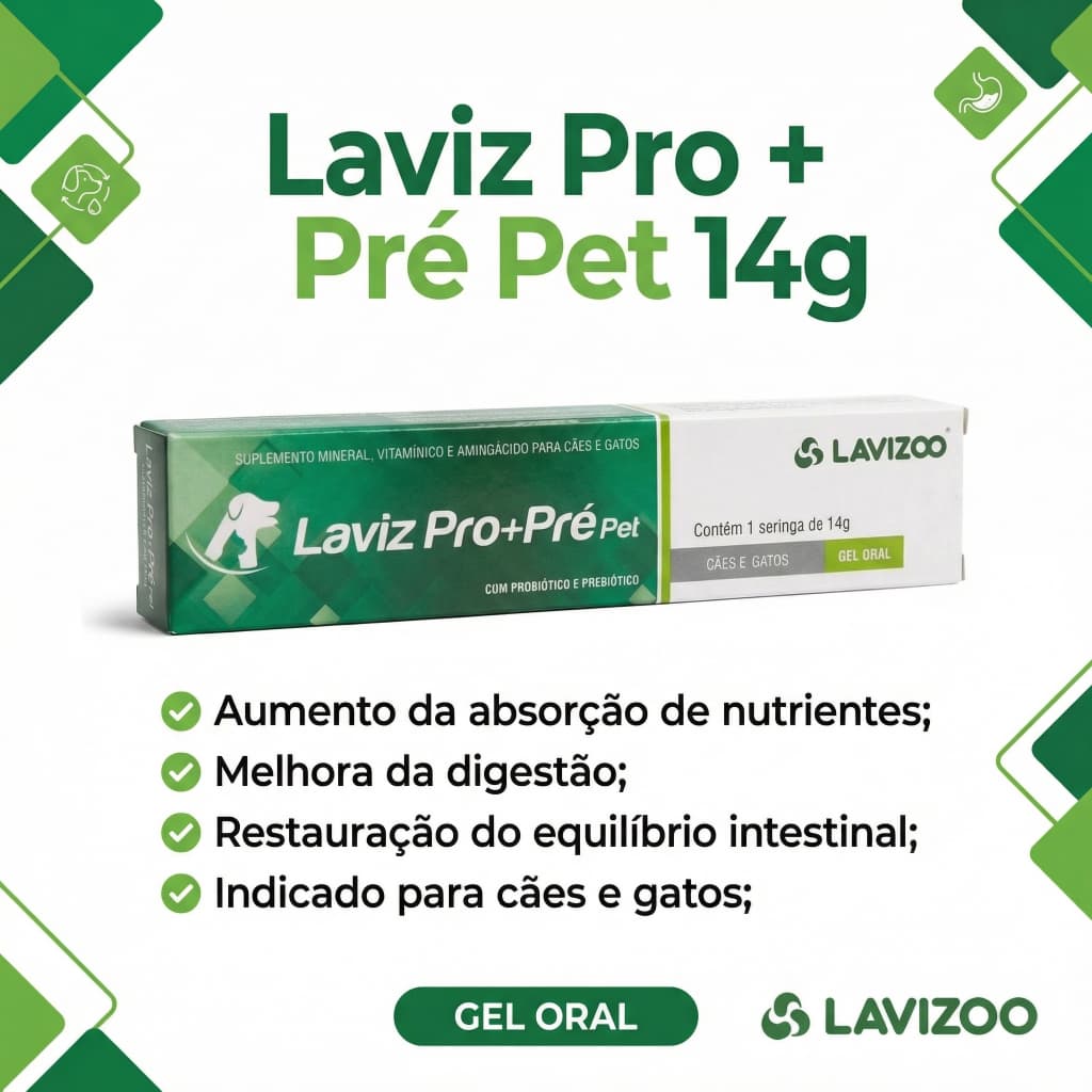 Probiotico para Cachorro Gato Laviz Pró Pré Pet 14g Lavizoo