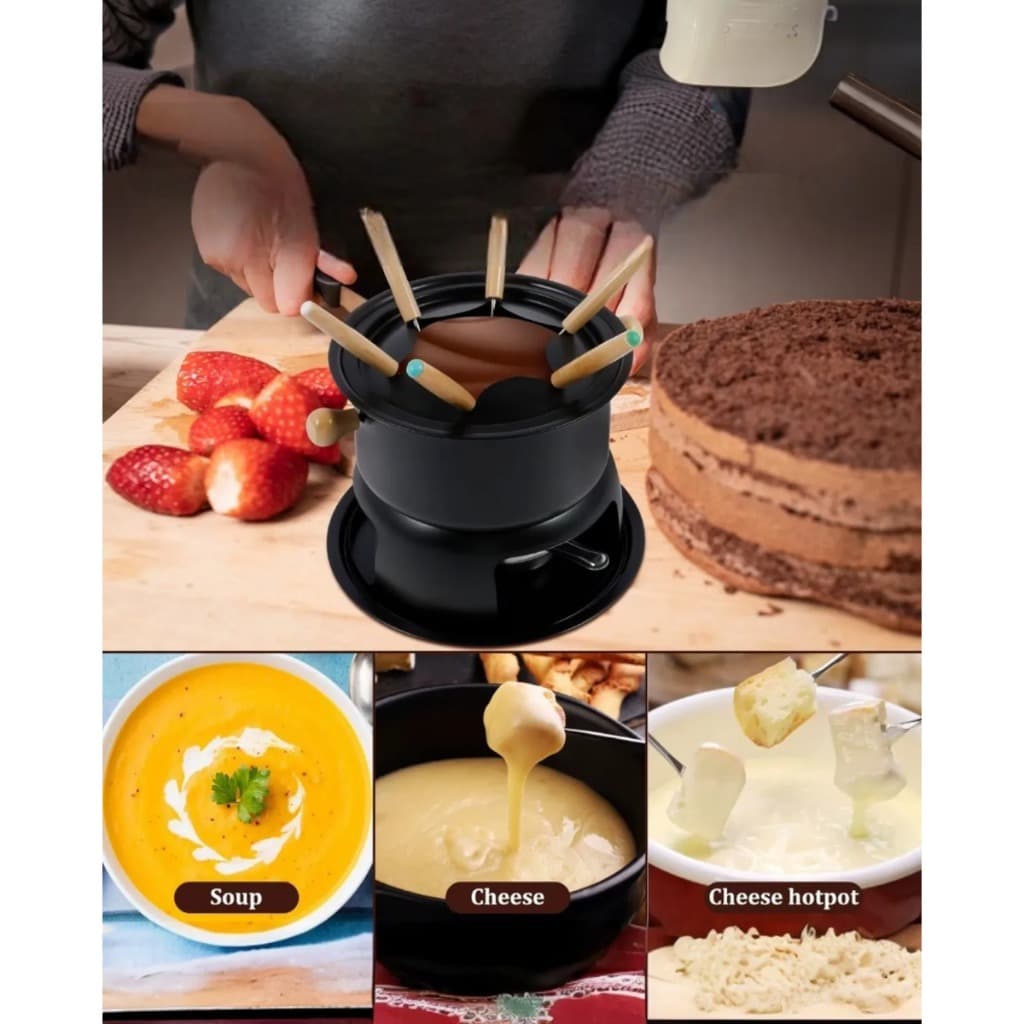 Fondue Chocolate Queijo Panela Aparelho Conjunto 12 Peças