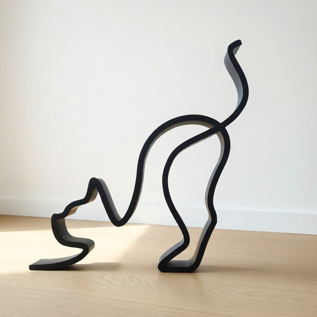 Gato Decorativo Silhueta Moderna Decoração Minimalista 3D