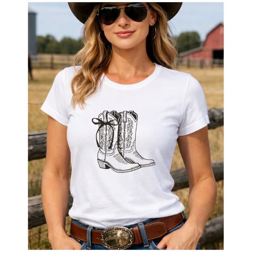 Camiseta Feminina Country Algodão Leve e Confortável Camiseta Bota Rodeio Estilosa Básica