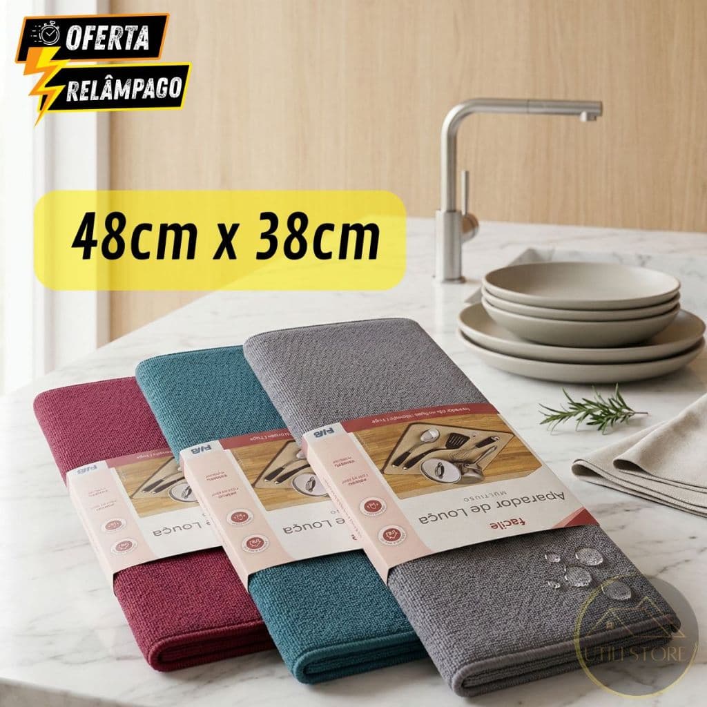 Tapete de Pia Escorredor De Louça Absorvente 48x38cm Aparador de Louça Esteira Antiderrapante Super
