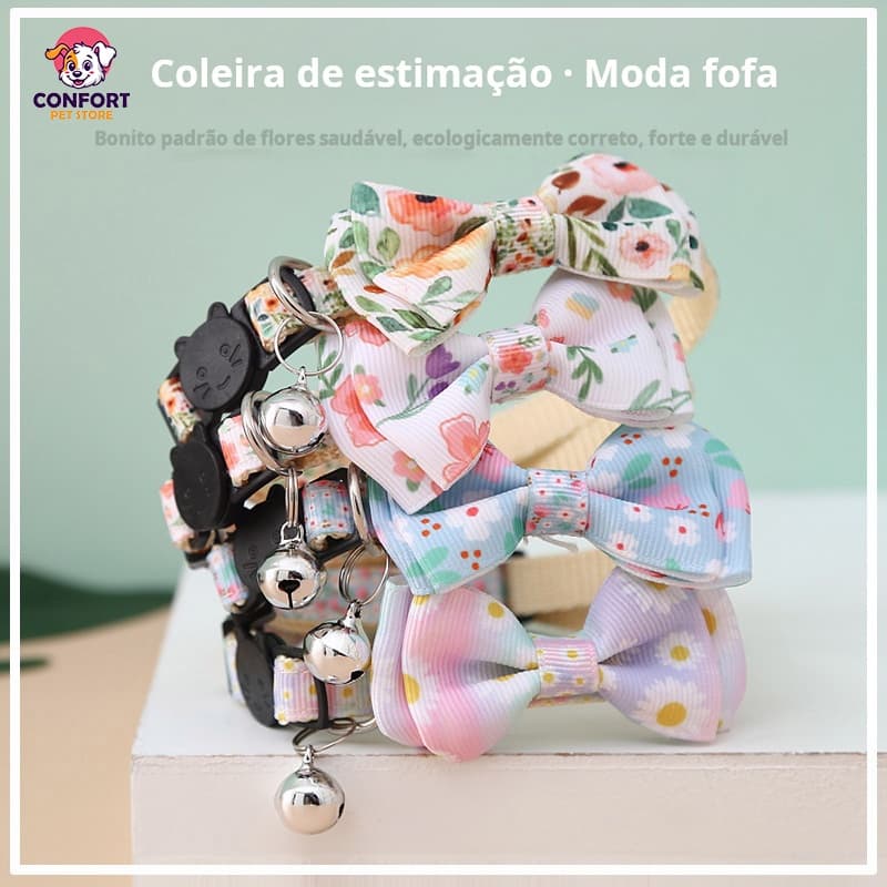 Coleiras para gatos, coleiras para cães pequenos, coleiras com laço e sinos